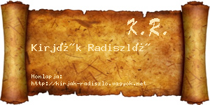 Kirják Radiszló névjegykártya